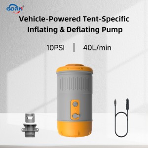 GR-312 Electric Pump for Inflatable Tents, 12V DC Air Pump, 10 PSI, 40 L/min, Fast Inflate and Deflate